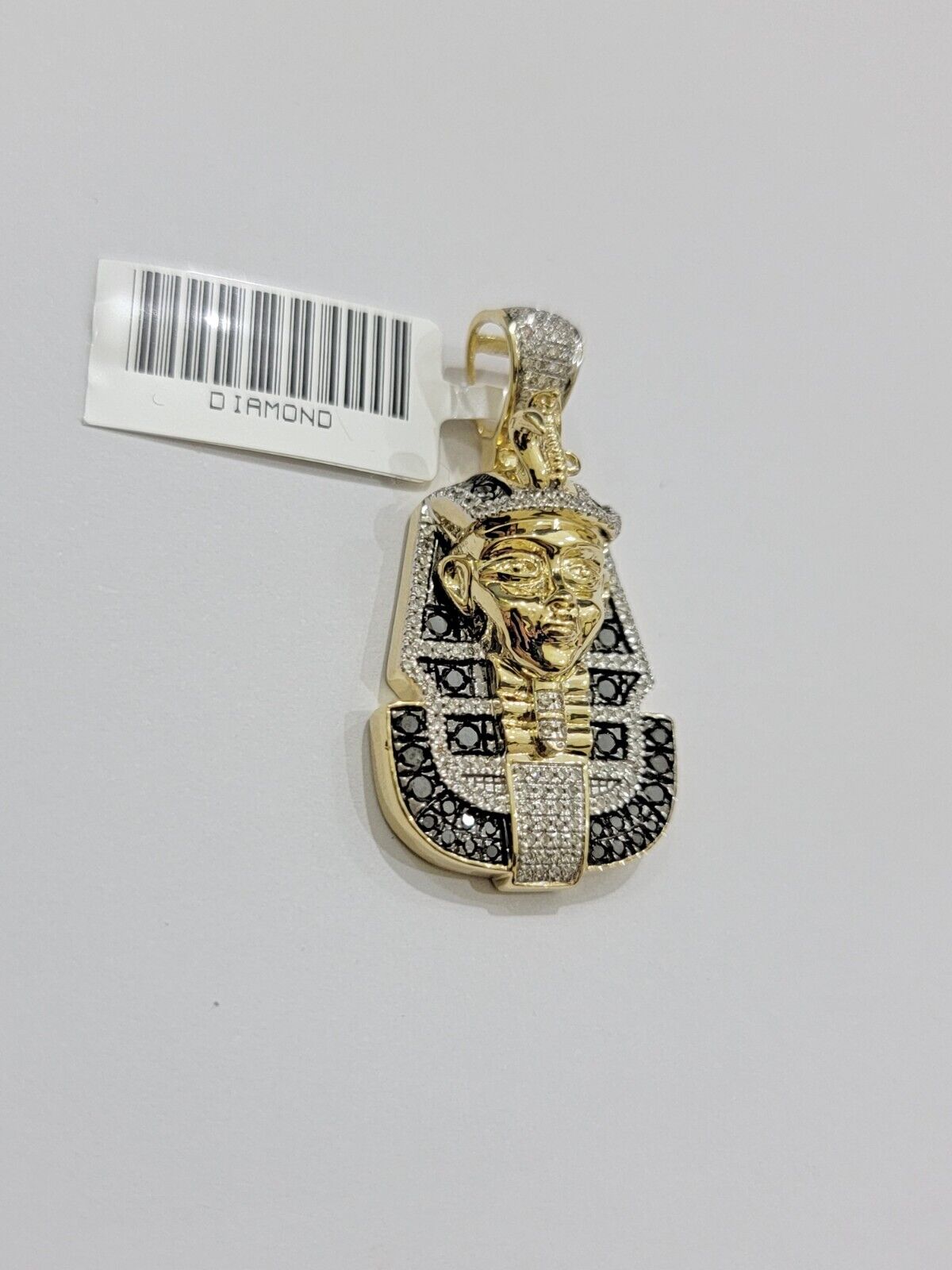 Black Diamond Pharoah Charm Pendant 10kt Yellow Gold 0.80 CT Chain Necklace SALE - GoldenlinQ